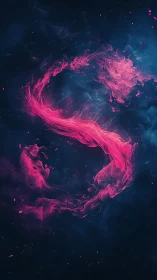 Neon pink nebula swirl forms a glowing cosmic symbol.