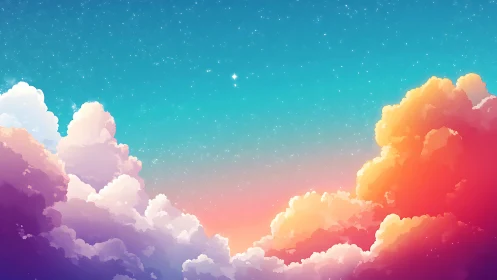 Dreamlike twilight clouds glow beneath a starlit sky