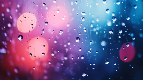 Soft city rain against dreamy pink and blue twilight.