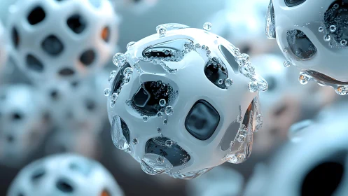 Soft science orbs drifting through a dreamy liquid world.