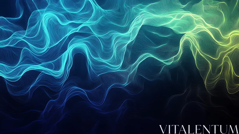 Gentle Neon Currents Flowing Through A Dreamlike Night Sky.