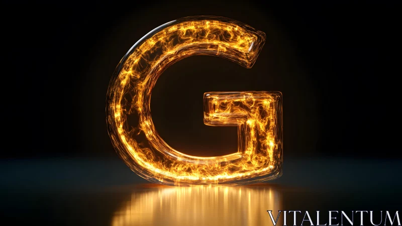 Glowing Letter G with Electric Energy Effect on Dark Background.