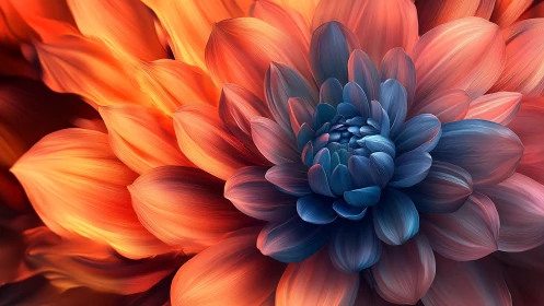 Fiery Bloom: A Dahlia's Dance Between Warmth and Cool.