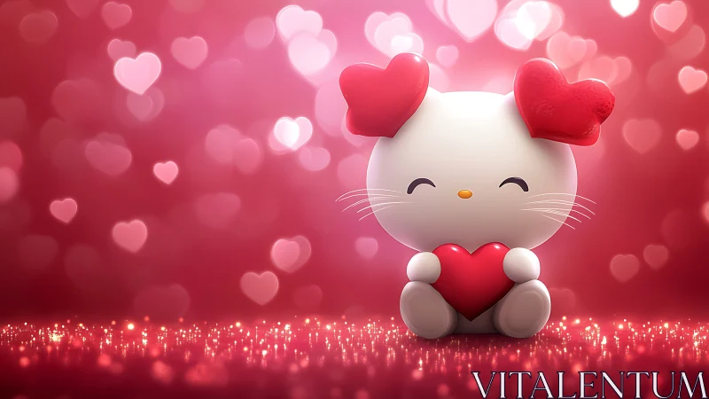 Whisker-Faced Love: A Kawaii Cat's Heartfelt Valentine Moment.