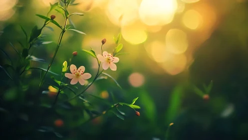Delicate Blooms Dance Against Golden Hour Whispers