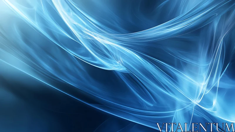 Ethereal Blue Abstract Waves Digital Art with Fluid Motion.
