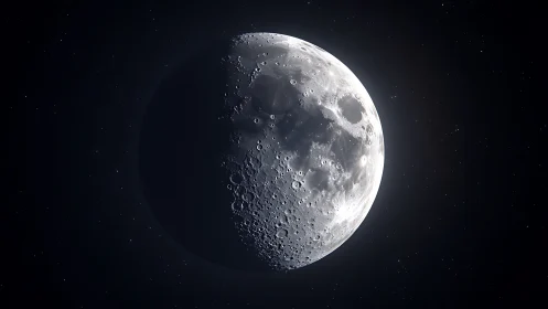 Lunar terminator detail under directional sidelight in orbit.