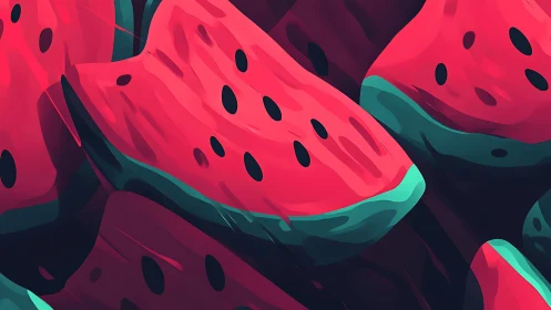 Juicy watercolor dream of bold summer watermelon slices.