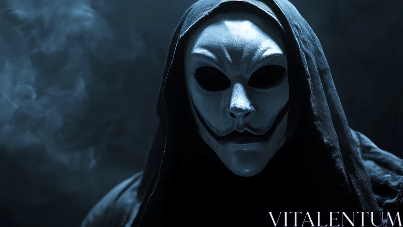 Midnight masked phantom staring through the smoke curtain.