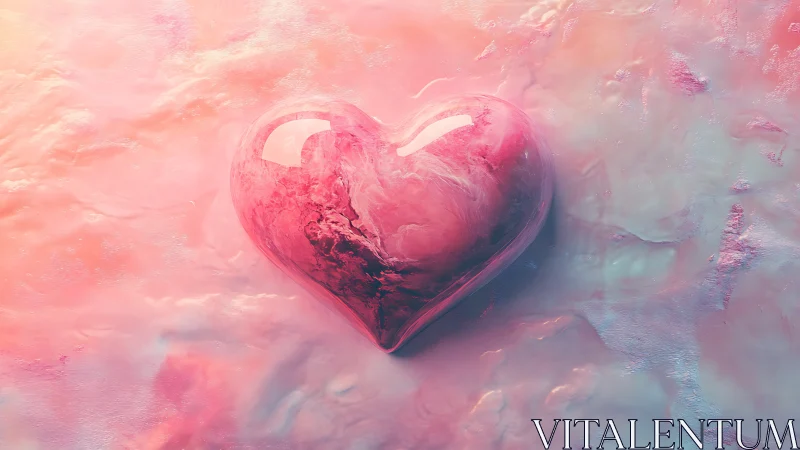 Heart-Shaped Form in Pink Abstract Atmosphere.