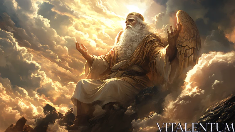 Ancient sky monarch gestures calm into the roaring clouds