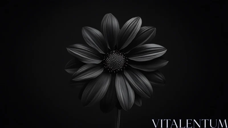 Monochrome Daisy Against Black. Graphite Study.