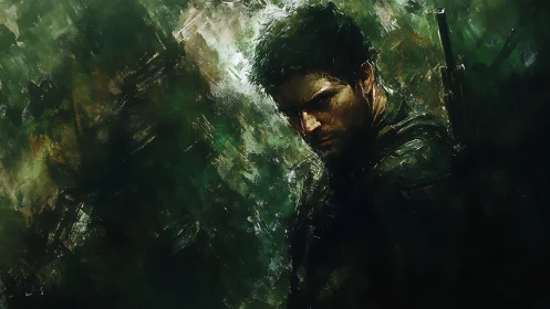 Shadowborn soldier stalks through fractured jungle silence.