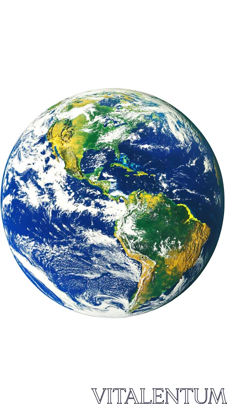 Earth view centered on Americas with vivid land and sea.