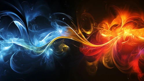 High contrast fractal energy streams in blue and orange motion