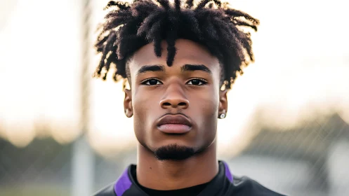 Close frontal portrait of young man in shallow depth of field