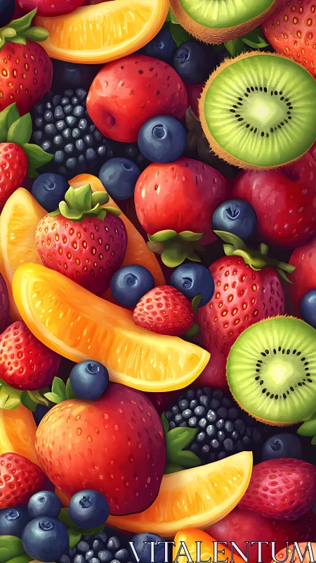 Juicy rainbow of summer fruit in a playful close-up feast.