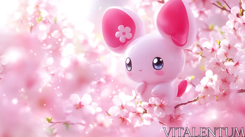 Springtime blossom sprite amid dreamy pink petals.