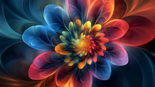 Prismatic vortex blossom swirling in luminous digital petals.
