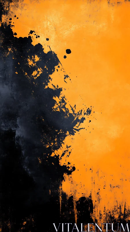 Inkstorm collision on a blazing orange canvas horizon.