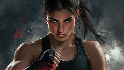 Fierce young fighter holds her ground with unshakable focus