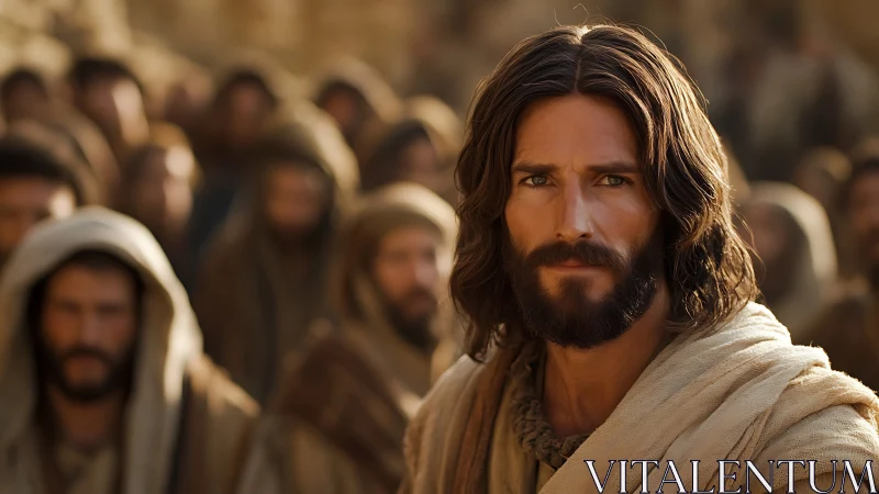 Bearded robed man in crowd, centrally framed portrait.