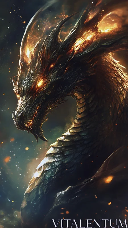 Infernal draconic titan with molten crest and ember gaze.