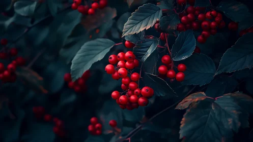 Midnight berry constellations glowing in forest shadow.