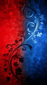 Dual-tone floral vector scroll on textured gradient field.