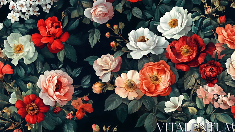 Velvet Blooms Dance Against Obsidian: Romance in Full Orchestration