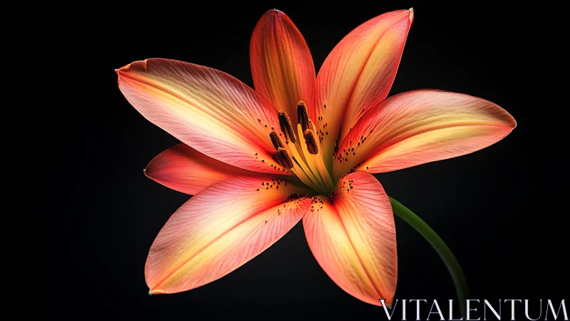Vibrant Amaryllis Bloom Against Black Background