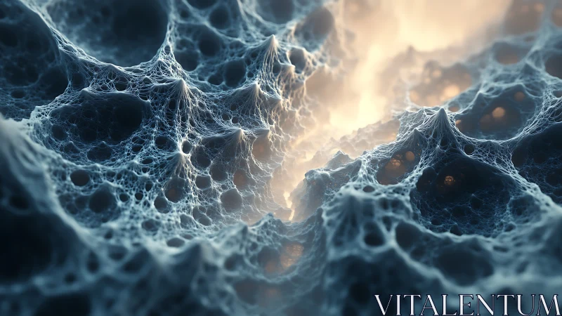 Fractal webbed landscape glows with ethereal inner light.