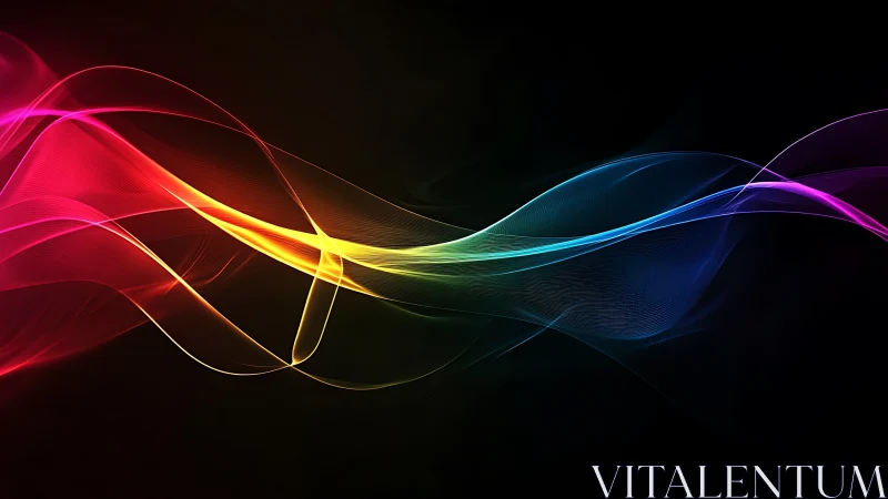 Multicolor luminous waveforms on black with spectral gradients