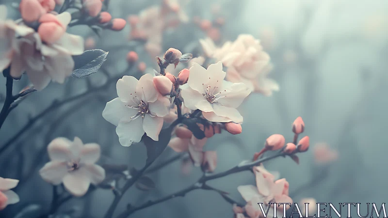 Delicate Spring Blossoms with Soft Pink Buds.