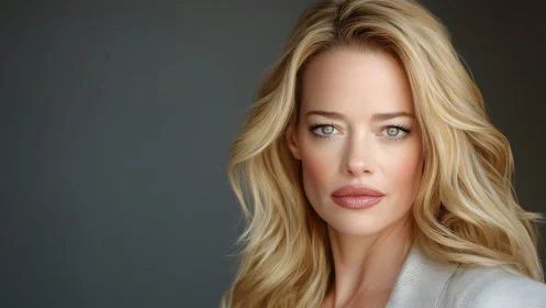 Elegant blonde woman in modern portrait photography style.