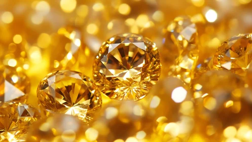 Golden yellow faceted gemstones fill the tightly cropped frame