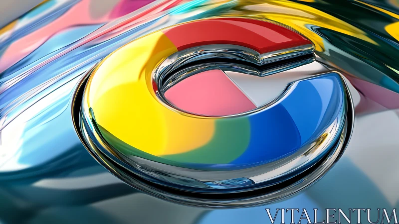 Chromatic glass torus with refractive multilayer logo geometry.