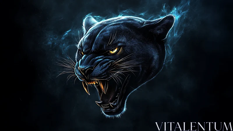 Fierce Black Panther with Glowing Eyes and Electric Energy.