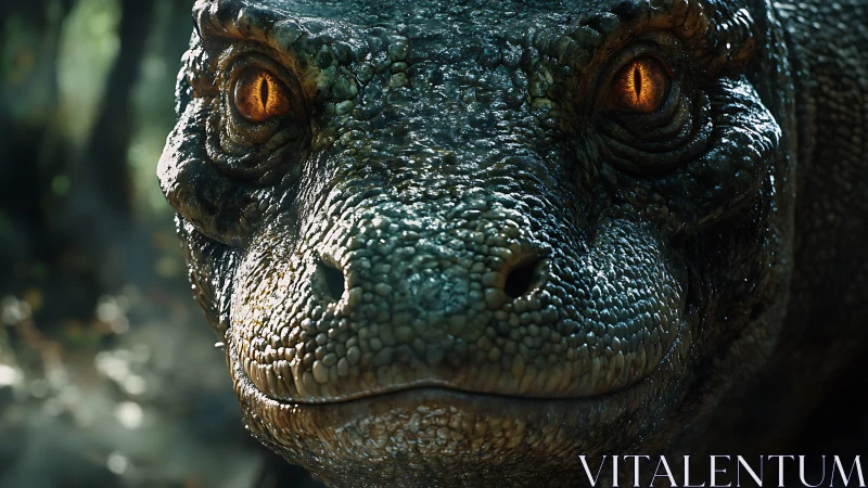 Predatory reptile stares ahead with molten amber eyes.