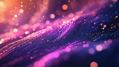 Abstract glowing waves with sparkling bokeh in vibrant colors.