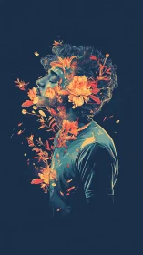 Dreamer in bloom with glowing flowers and drifting petals.