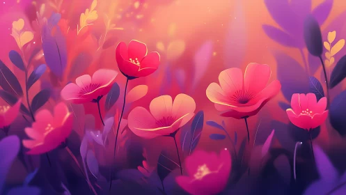 Luminescent floral composition with gradient bloom effects.