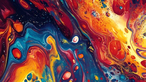 Liquid galaxies collide in a boiling river of painted light