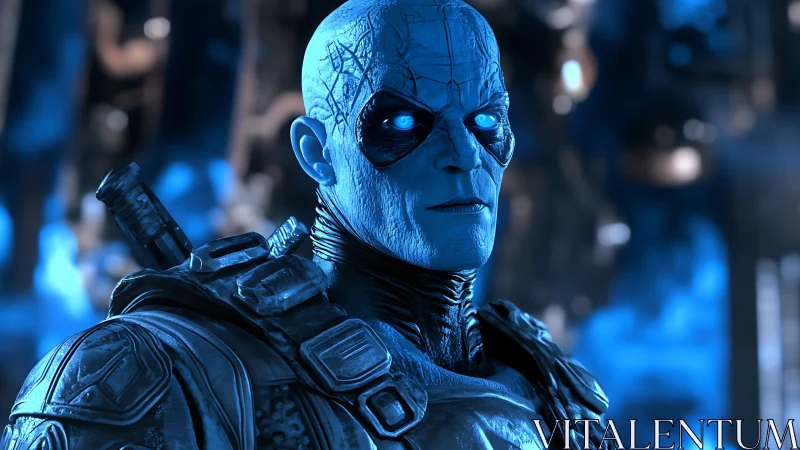 Glacier-eyed warrior scans a neon-frozen battlefield for threats