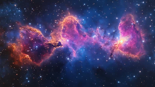 Nebula hearts glow in vibrant magenta across deep space.