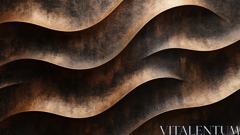 Bronze metallic wavy wall texture with layered curves.