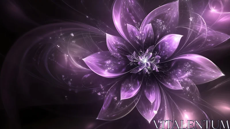 Luminous fractal flower blooms in radiant violet light