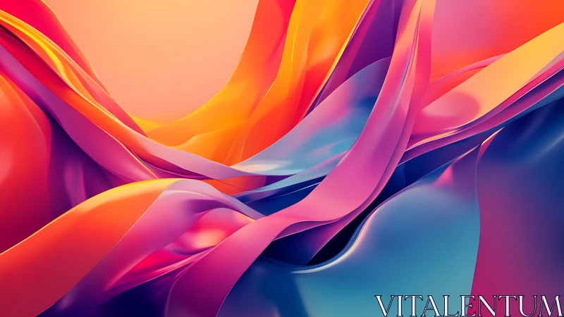 Chromatic fluid dynamics in layered digital ribbon topography.