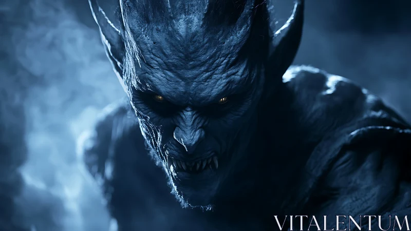 Nocturnal demonic predator rendered in cinematic blue light.