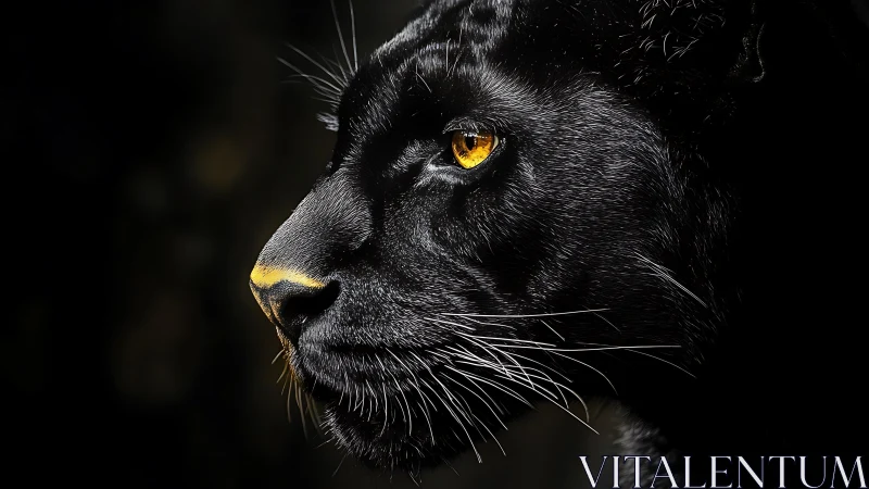 Black Panther Profile with Golden Eyes and Nose